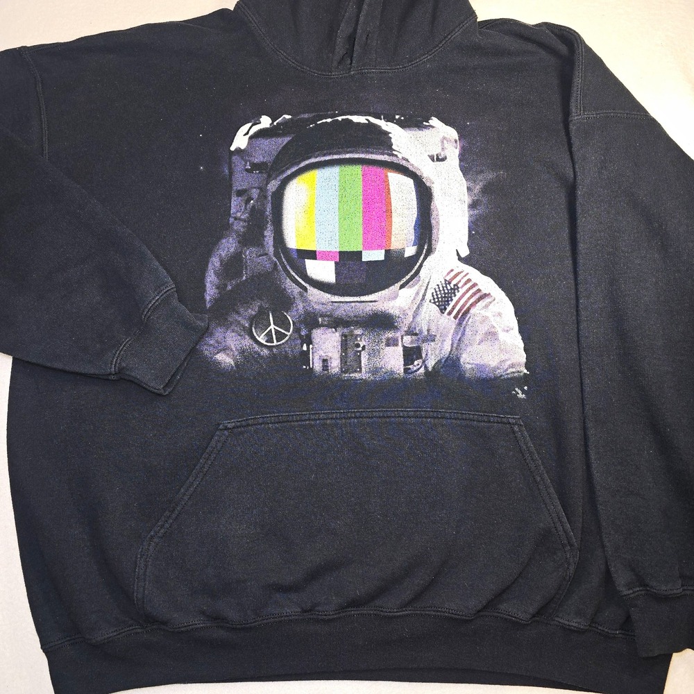 VTG Style Liquid Blue Astronaut Hoodie 2XL Vaporwave Trippy Color Bar Graphic...